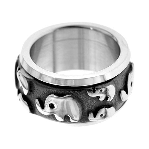 Anillo acero quirurgico antiestres giratorio con elefante D&K / 100GE-23