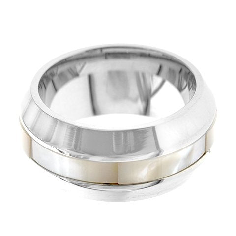 Anillo acero quirurgico sinf¡n con guarda de nacar D&K / 100SF-28