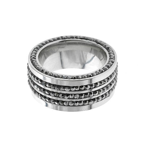Anillo acero quirurgico sinfin cubics jet D&K