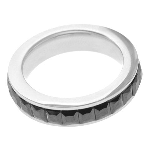 Anillos acero quirurgico fino sinfín con cristales rectangulares black D&K / 100SF-30