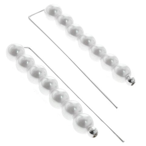 Aros acero blanco trepadores con perlas D&K / 1200AR-27