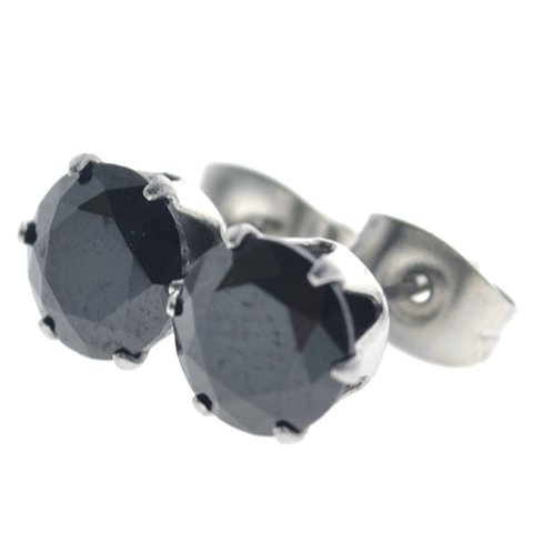 Aros acero quirurgico chispita negro engarzado 8 mm D&K / 200CH-53