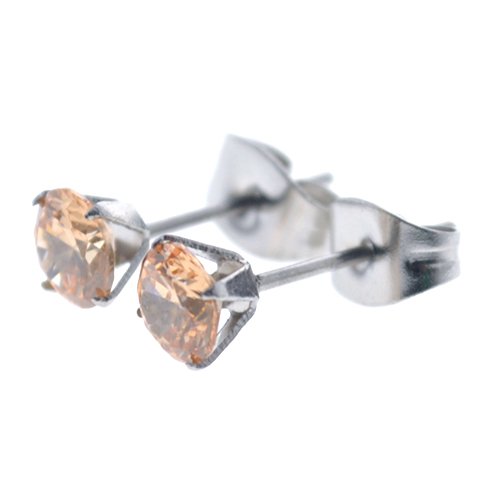 Aros acero quirurgico chispita light peach engarzado 5 mm D&K / 200CH-37