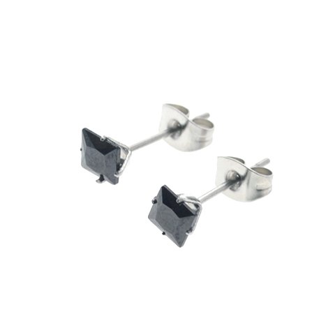 Aros acero quirurgico chispita negro engarzado 3 mm D&K / 200CH-60