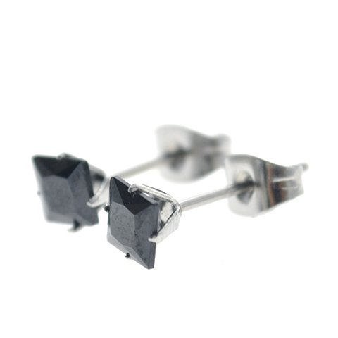 Aros acero quirurgico chispita negro engarzado 4 mm D&K / 200CH-46