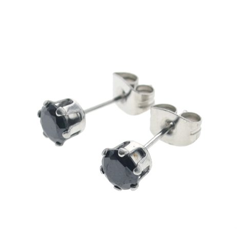 Aros acero quirurgico chispita negro engarzado 4 mm D&K / 200CH-56