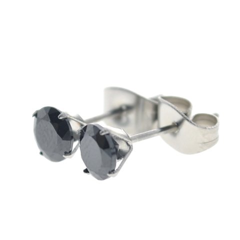 Aros acero quirurgico chispita negro engarzado 5 mm D&K / 200CH-55