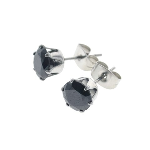 Aros acero quirurgico chispita negro engarzado 6 mm D&K / 200CH-54