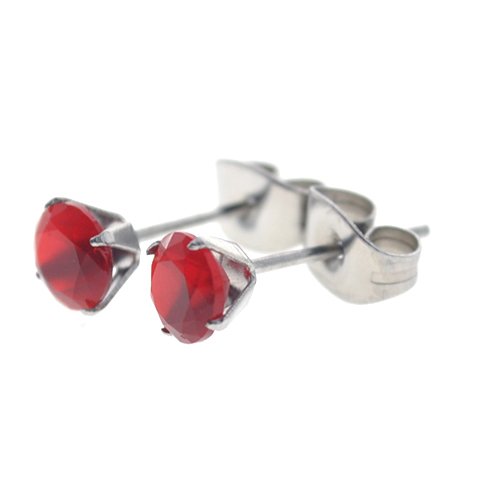 Aros acero quirurgico chispita rojo mate engarzado 5 mm D&K / 200CH-32