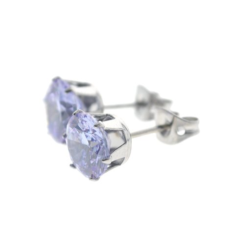 Aros acero quirurgico chispita tanzanite engarzado 8 mm D&K / 200CH-51