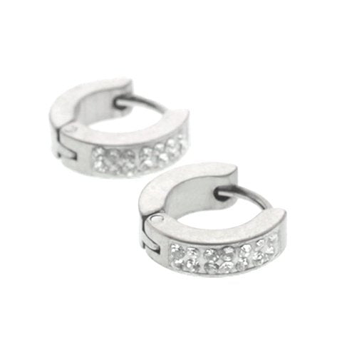 Aros cubanos acero quirurgico con doble linea de cubics 8 mm D&K / 200CU-129