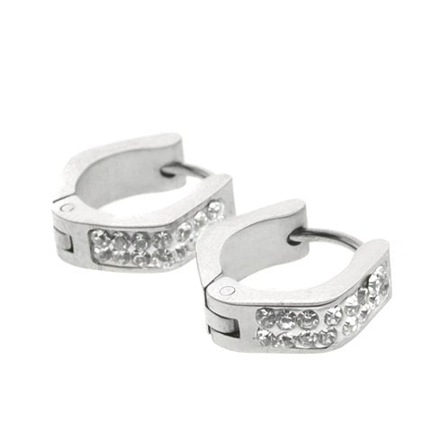 Aros cubanos acero quirurgico pentagono con cubics cristal 10 mm D&K / 200CU-114