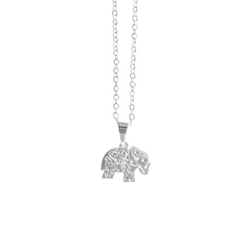 Conjunto de acero blanco con dije elefante tramado 45 cm D&K / 1400CD-38