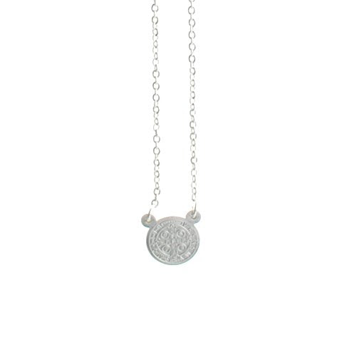 Conjunto de acero blanco con dije San Benito 45 cm D&K / 1400CD-39