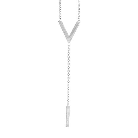 Conjunto de acero blanco con dije V y palito 45 cm D&K / 1400CD-43