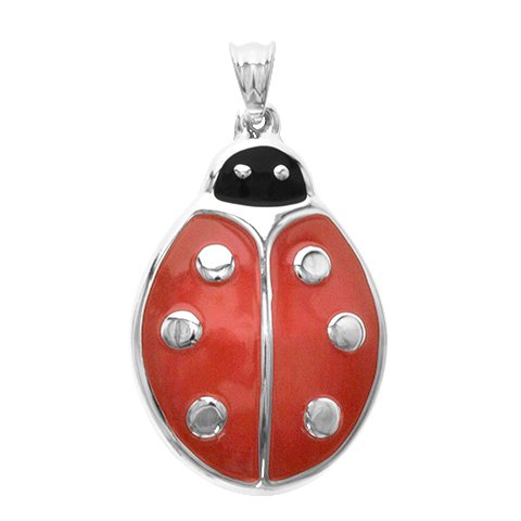 Dije acero blanco inflado vaquita de San Antonio con esmaltado rojo y negro 7 cm D&K FERIA / 1300AM-28