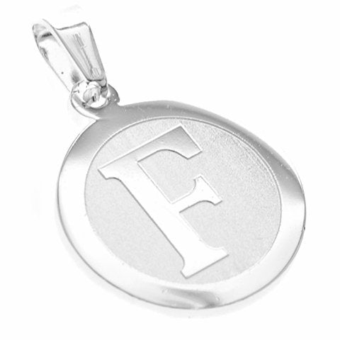 Dije acero blanco inicial F 3 cm D&K / 1300IN-8