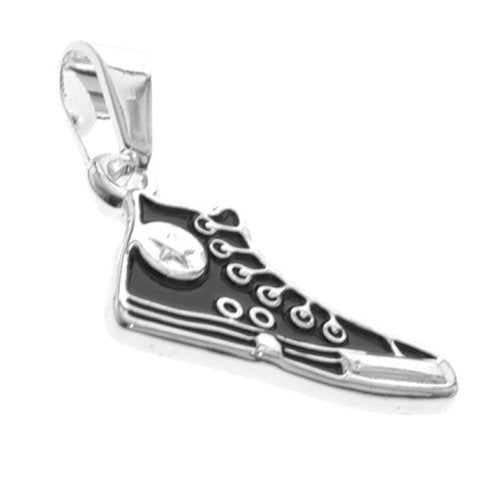 Dije acero blanco zapatilla con esmaltado negro 2.5 cm D&K / 1300GE-43