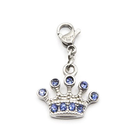 Dije acero corona con cubic azul 2,6 cm con mosqueton incl. D&K FERIA / 500CO-25