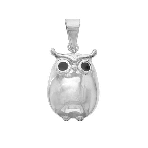 Dije acero quirurgico buho inflado con esmaltado negro 3.5 cm D&K / 500AM-58