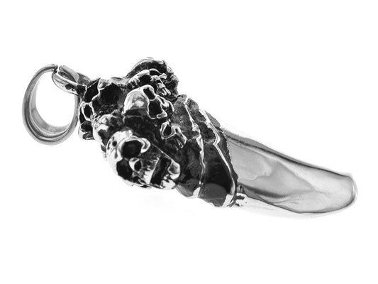 Dije acero quirurgico colmillo con calaveras 4.5 cm D&K / 500VI-43