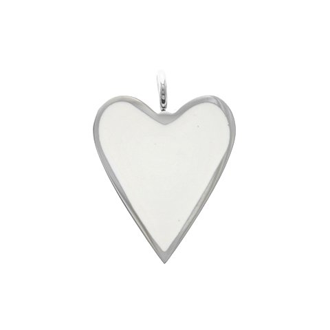 Dije acero quirurgico corazon con esmaltado blanco 2 cm D&K / 500CZ-45