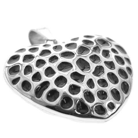 Dije acero quirurgico corazon inflado con esmaltado rojo y negro 4 cm D&K / 500CZ-60