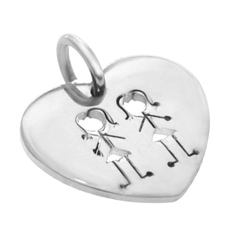 Dije acero quirurgico corazon nena y nena 2.5 cm D&K / 500NE-22