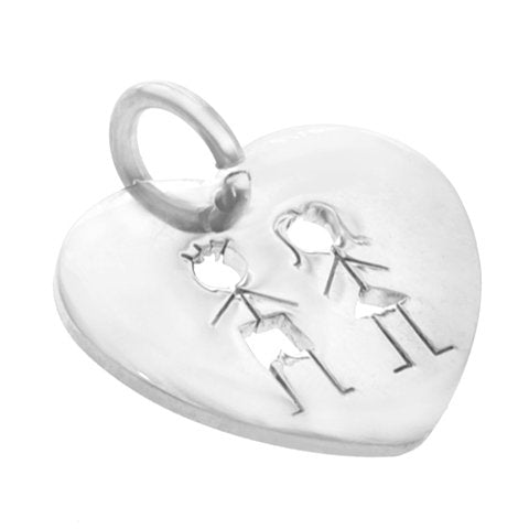 Dije acero quirurgico corazon nene y nena 2.5 cm D&K / 500NE-23