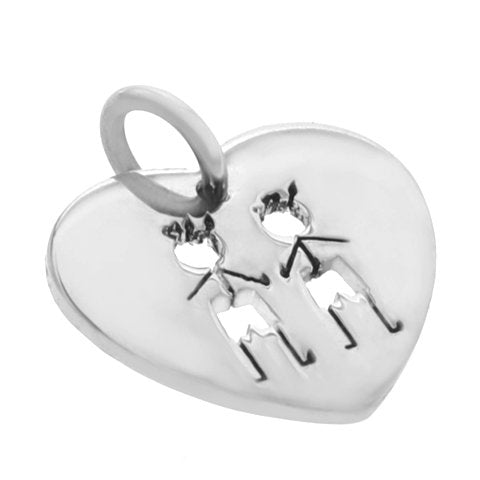 Dije acero quirurgico corazon nene y nene 2.5 cm D&K / 500NE-24