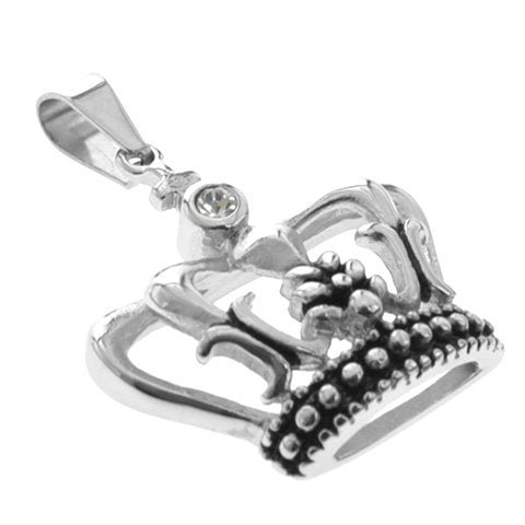 Dije acero quirurgico corona calada con cubic y esmaltado negro 4.2 cm D&K / 500CO-34