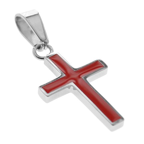 Dije acero quirurgico cruz esmaltada rojo 2.5 cm D&K / 500RE-306