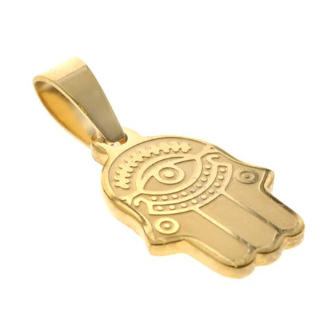 Dije acero quirurgico dorado mano de fatima 2.5 cm D&K / 500RE-298