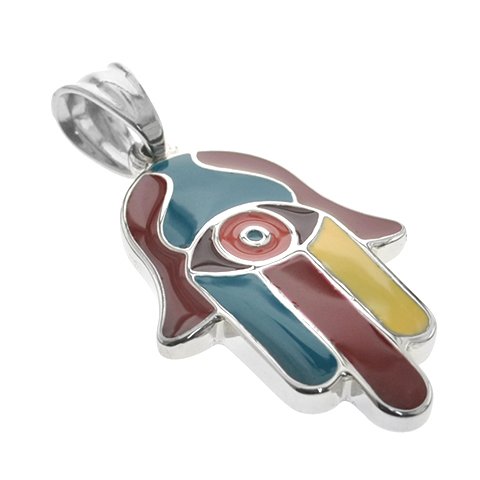 Dije acero quirurgico mano de fatima con esmaltado de colores 4.1 cm D&K / 500RE-307