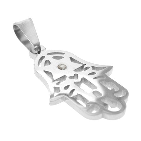 Dije acero quirurgico mano de fatima tramado con cubic 4 cm D&K / 500RE-299