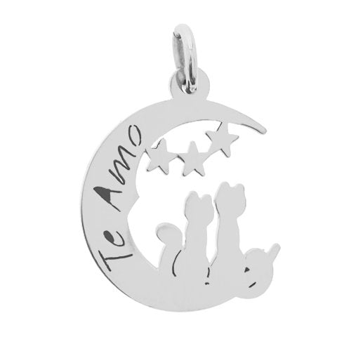 Dije acero quirurgico Te Amo con gatos 3.6 cm  / 500FR-58