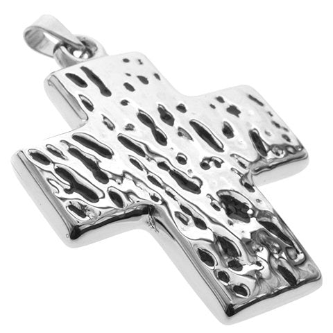 Dije de acero quirurgico cruz inflada facetada con esmaltado negro de 6.9 cm D&K / 500RE-308