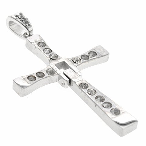 Dije acero quirurgico cruz de toreto articulada con cubics 6.5 cm D&K / 500RE-313