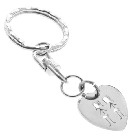 Llavero acero quirurgico corazon con nenas 8 cm D&K / LLAV-024