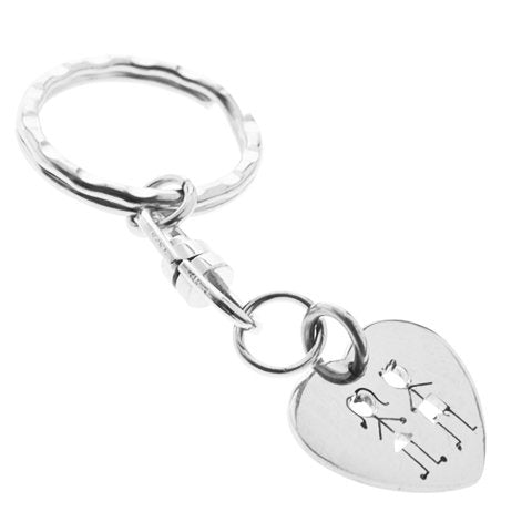 Llavero acero quirurgico corazon con nene y nena 8 cm D&K / LLAV-025