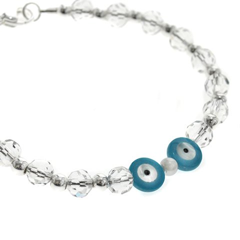Pulsera acero blanco con piedras transparentes y ojitos 18 cm D&K / 1000RE-52