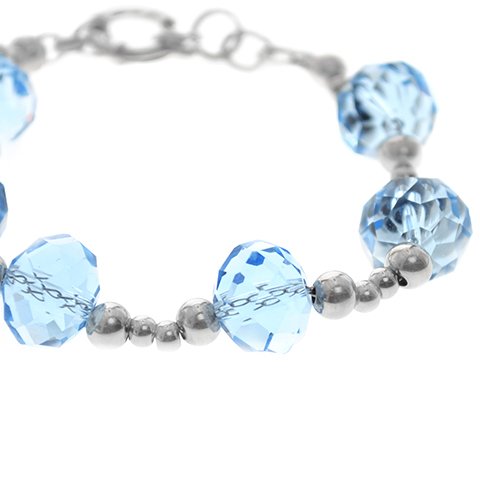 Pulsera acero con cristal T-Swarovski celeste con cierre marinero D&K / 600PI-35
