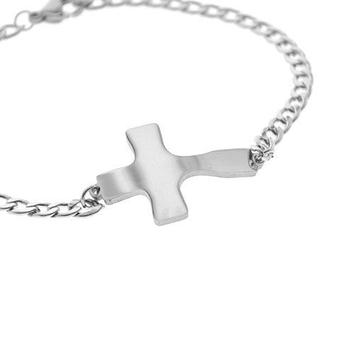 Pulsera acero economica con dije cruz D&K / 600EC-12