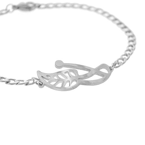 Pulsera acero economica con dije hojas D&K / 600EC-16