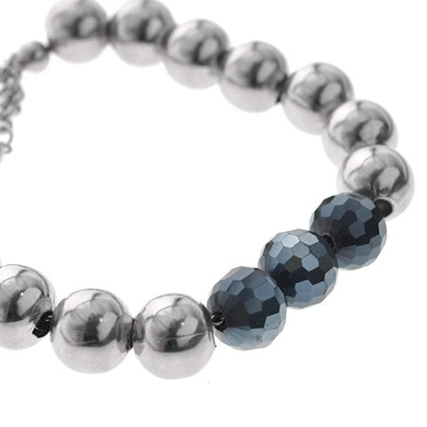 Pulsera acero quirurgico bolitas y piedras dark indigo T- SW 20 cm D&K / 600PI-54