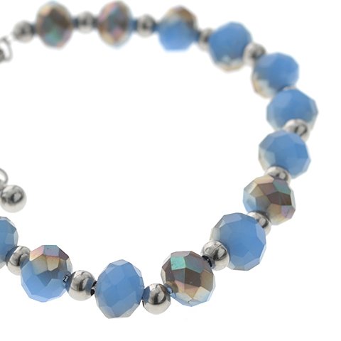 Pulsera acero quirurgico piedras T- SW facetadas celeste engamado 20 cm D&K / 600PI-41