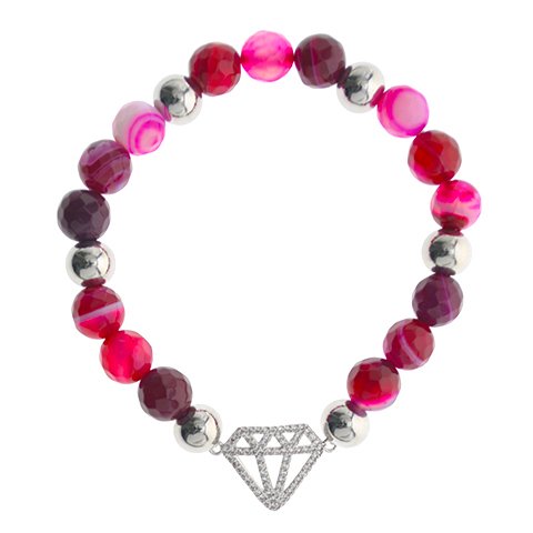 Pulsera Acero Quirúrgico Piedras T-SW Degradé Violet Dije Diamante / 600PI-63
