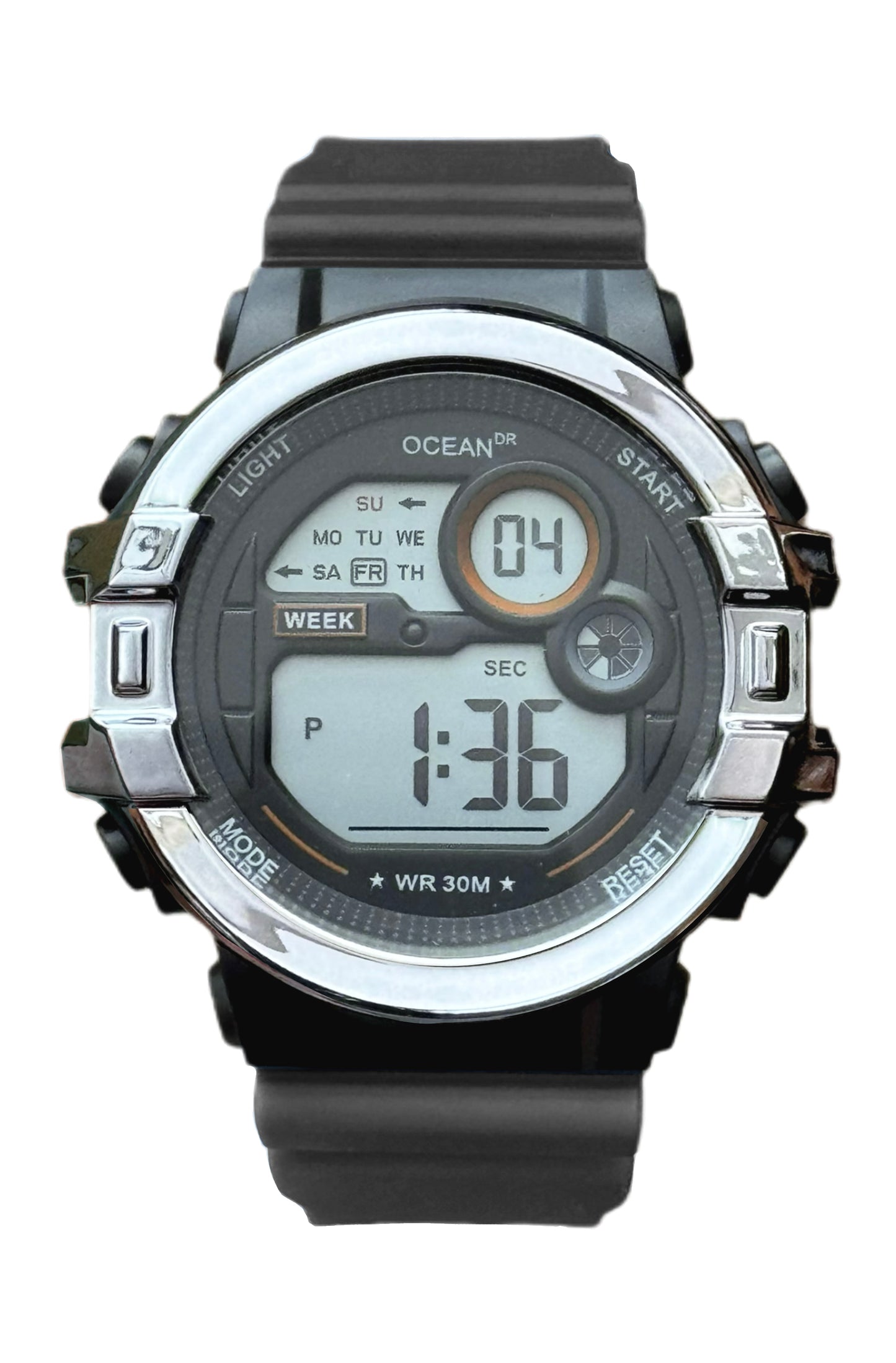 art. 1190 042NG - OCEAN DR - Reloj Digital Crono Alarma, Caballero, Sumergible 3 ATM