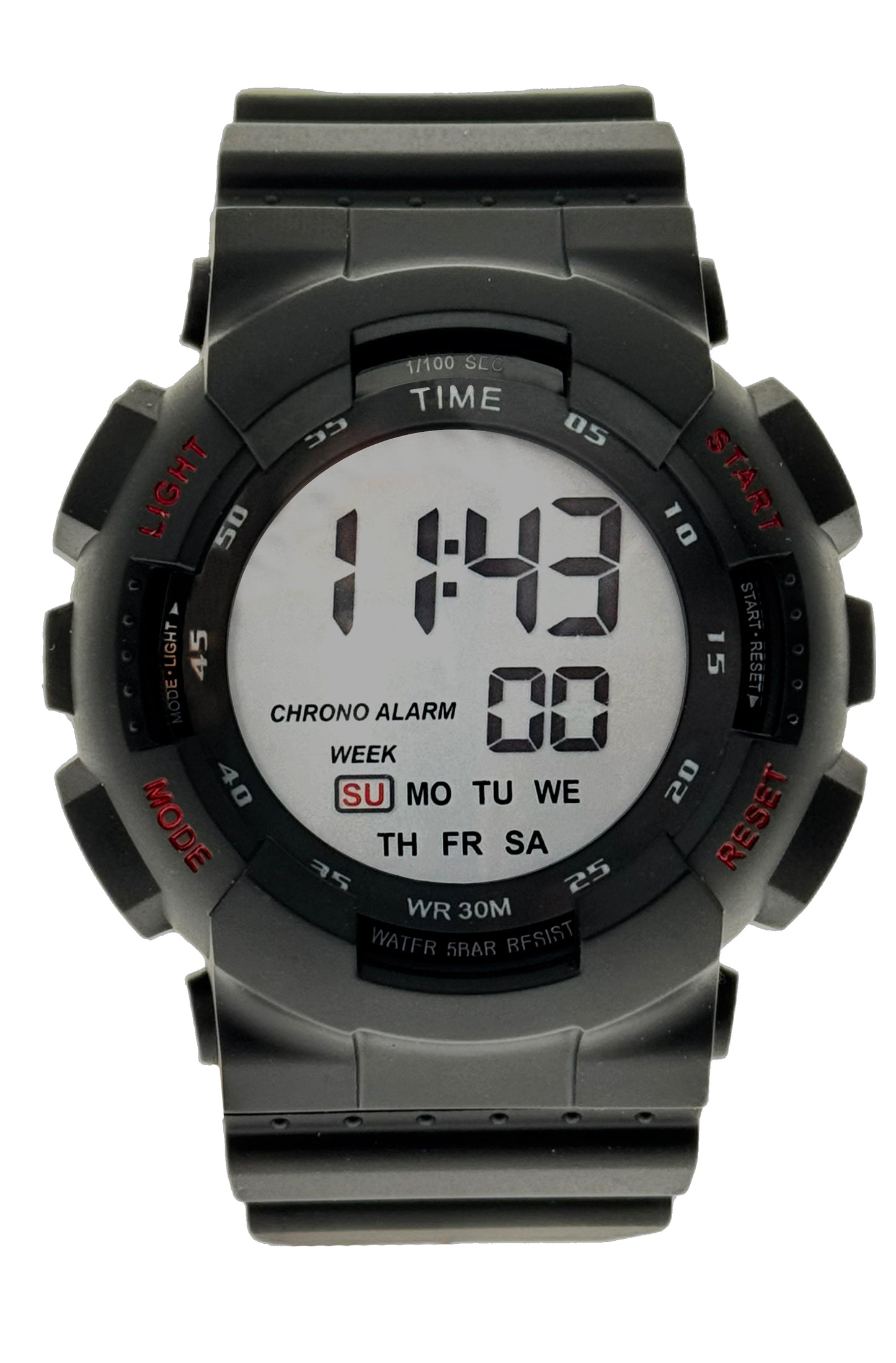 art. 1190 042RJ - TIME - Reloj Digital Crono Alarma, Caballero, Sumergible 3 ATM