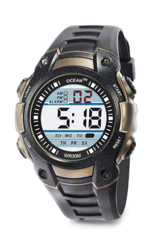 art. 1190 048GR - OCEAN DR - Reloj Digital Crono Alarma, Caballero, Sumergible 3 ATM